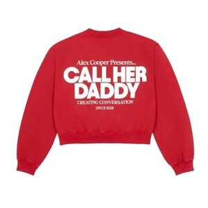 Call Her Daddy - UNWELL Alex Cooper Graphic Crop Crew Sweatshirt Red - Medium